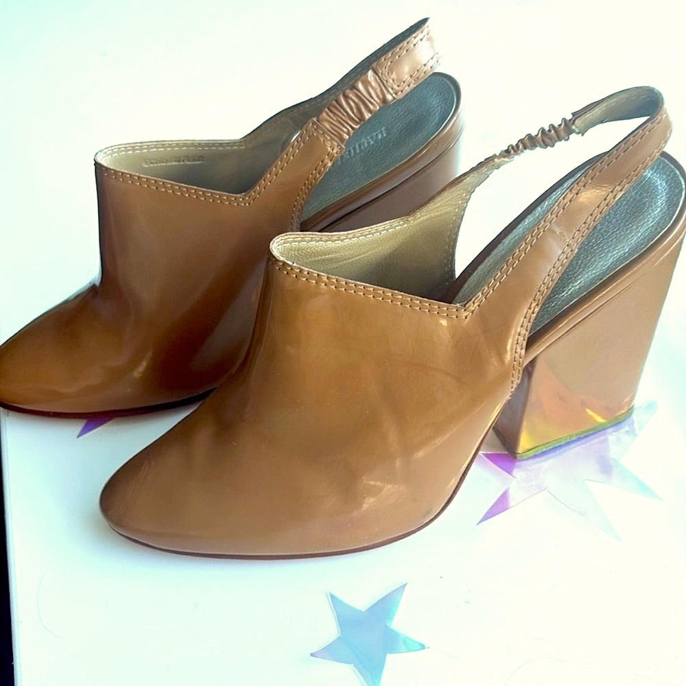 Rachel Comey Tan Leather Slingback Clog Heels